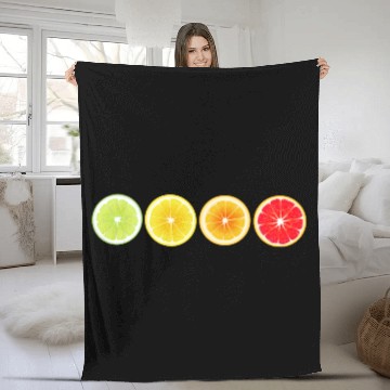 Discover Lime Lemon Orange Vitamin Citrus Wheels of a Fleece Blankets