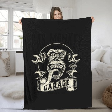 Discover Gas Monkey Garage Wrench Cross Logo Fleece Blankets