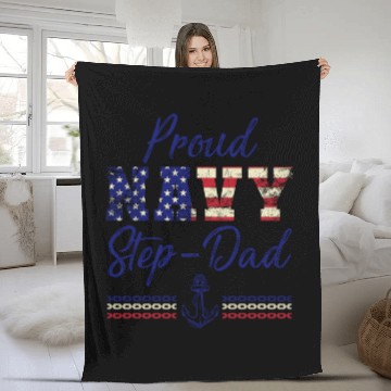 Discover Proud Navy Step-Dad Military U.S Navy Navy Chief Fleece Blankets