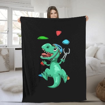 Discover Funny T-Rex Bouldering and Rock Climbing Gift Fleece Blankets