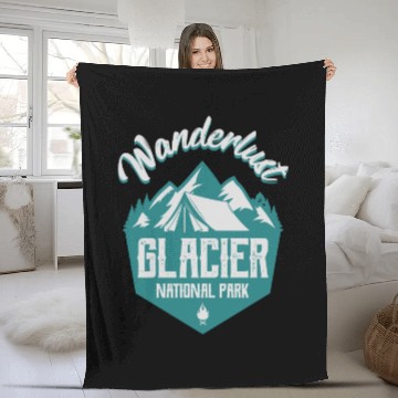 Discover Glacier National Park Fleece Blankets Vintage Glacier Park