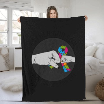 Discover Autism Awareness Father Son Matching Fleece Blankets