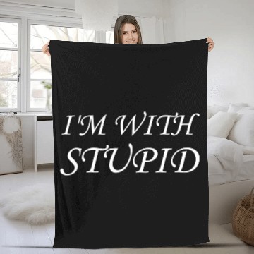 Discover I'M WITH STUPID Fleece Blankets