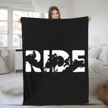 Discover Snowmobile Ride Snowmobiling Silhouette Winter Fleece Blankets