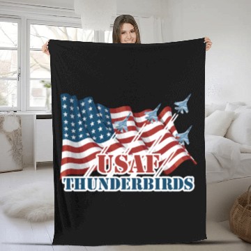 Discover Usaf Thunderbirds Baseball Jerseys-Graphic Jet American Flag Fleece Blankets