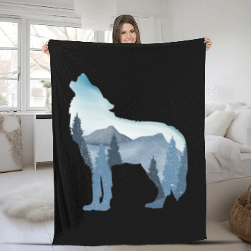 Discover Alpha Wolf Art - Nature Background Fleece Blankets