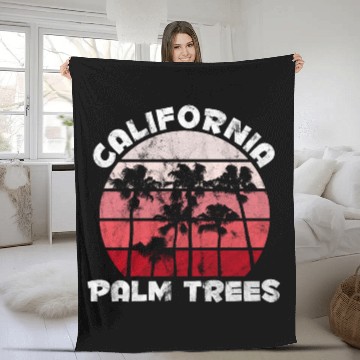Discover California Palm Trees Malibu Fleece Blankets