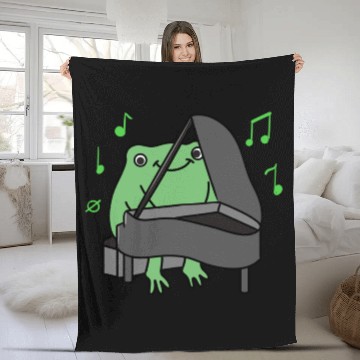 Discover Frog Playing Piano For Piano Player Fleece Blankets