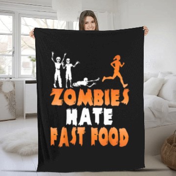 Discover Zombies Hate Fast Food Funny Halloween Running Fleece Blankets