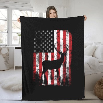 Discover Deer Hunting Camouflage Flag Fleece Blankets