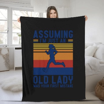 Discover Vintage Running Girl Fleece Blankets