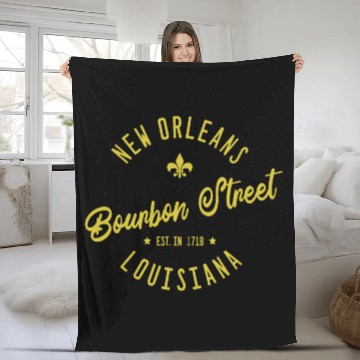 Discover New Orleans Bourbon Street Jazz Fleece Blankets