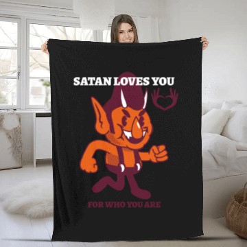 Discover Satan loves you for who you are Fleece Blankets