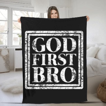 Discover GOD FIRST BRO Fleece Blankets