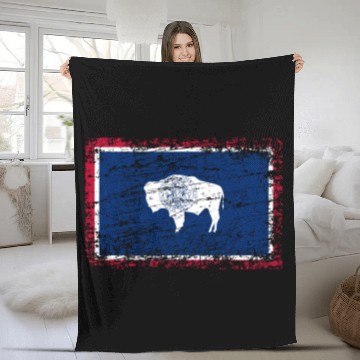 Discover Wyoming ensign flag used look Fleece Blankets