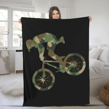 Discover Vintage BMX Bike Racing Camouflage Fleece Blankets