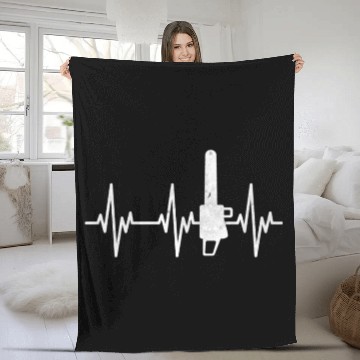 Discover Chainsaw Heartbeat Lumberjack EKG Tree Work Fleece Blankets