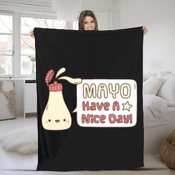 Discover Mayo Have A Nice Day Cute Greeting Doodle Fleece Blankets