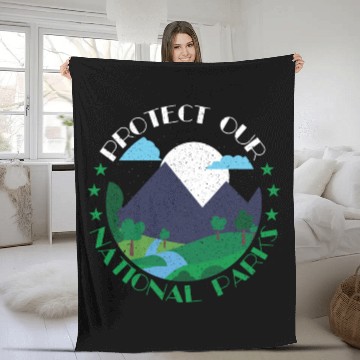 Discover Camp Lover Protect Our National Parks Mountain Nat Fleece Blankets