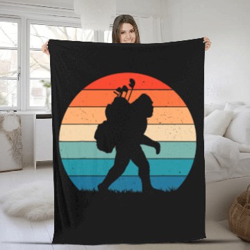 Discover Bigfoot Golf Vintage Retro Sasquatch Playing Gol Fleece Blankets