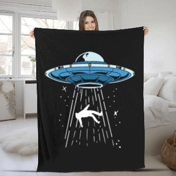 Discover Alien UFO Space Ship Extraterrestrial Fleece Blankets