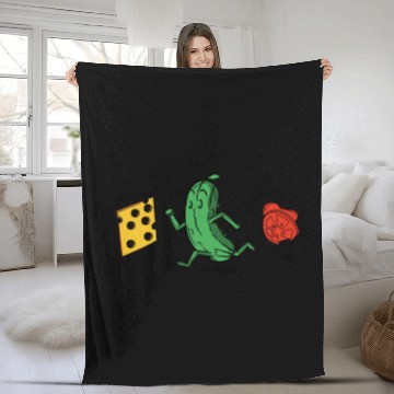 Discover Baseball Pickle Runner Tomato Cheese Sandwich Joke Fleece Blankets