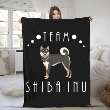 Discover Team Shiba Inu - Black and Tan Fleece Blankets