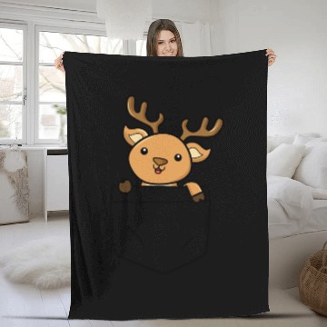Discover deer, Pocket, reindeer, Fleece Blankets pocket, kids, cute
