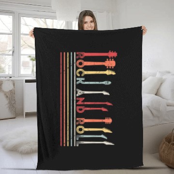 Discover Classic Rock And Roll Vintage Fleece Blankets Concert Band