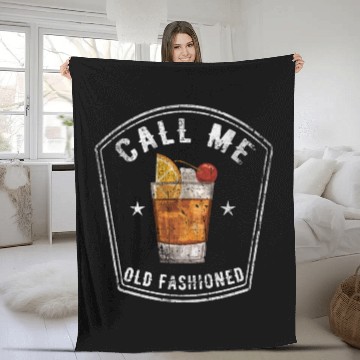 Discover Vintage Call Me Old Fashioned Whiskey Funny Print Fleece Blankets
