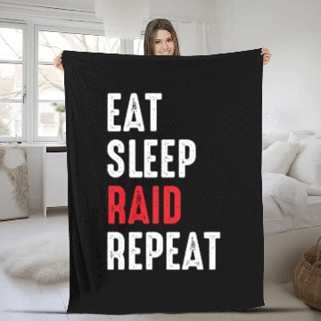 Discover Eat Sleep Raid Repeat Gaming Headset Gift Fleece Blankets