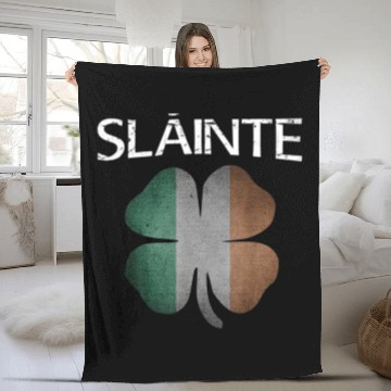 Discover Slainte Shamrock Irish Flag Patricks Day Ireland Fleece Blankets
