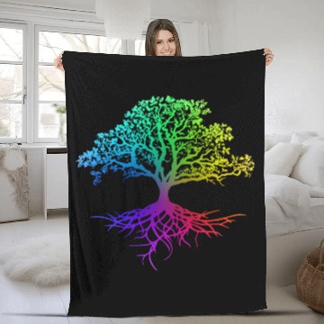 Discover Rainbow Tree Fleece Blankets