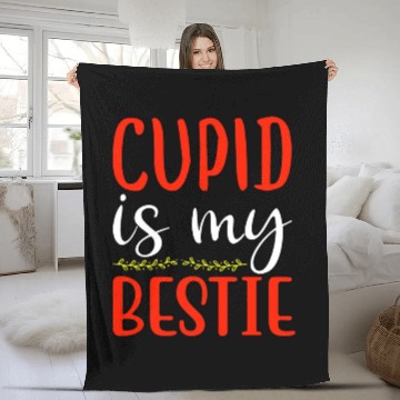 Discover Valentine's Day Cupid is my bestie Love Single Fleece Blankets