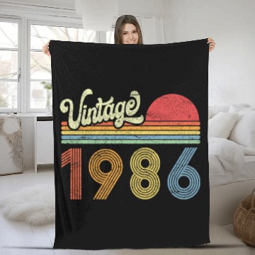 Discover 1986 Birthday Gift Vintage Born Made 1986 Retro Su Fleece Blankets