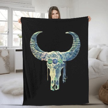 Discover buffalo skull Fleece Blankets