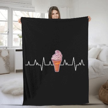 Discover Cute Ice Cream Artwork Gelato Lover Heartbeat Fleece Blankets
