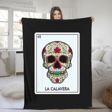 Discover La Calavera Lottery The Skull Card Mexican Lottery Fleece Blankets