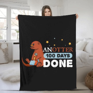 Discover Funny Cute Otter 100 Days of School Fleece Blankets