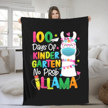 Discover 100 Days of Kindergarten Wearing Mask Fleece Blankets
