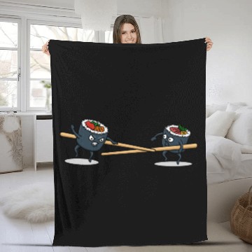 Discover Japanese Cuisine Rice Sushi Meal Sticks Fleece Blankets