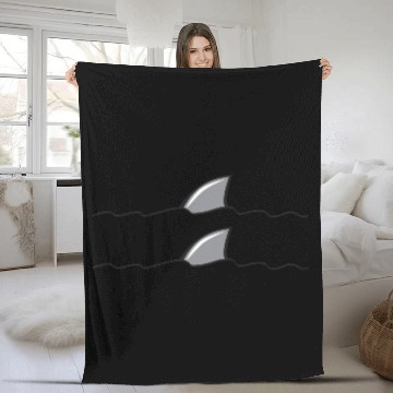 Discover paul and shark fin swimming Fleece Blankets