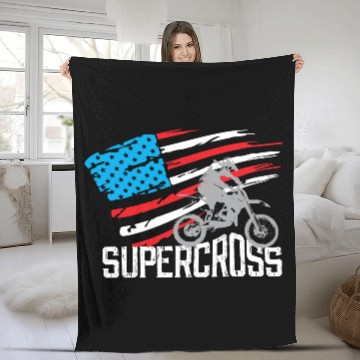 Discover Supercross Motocross Racing Biker Fleece Blankets
