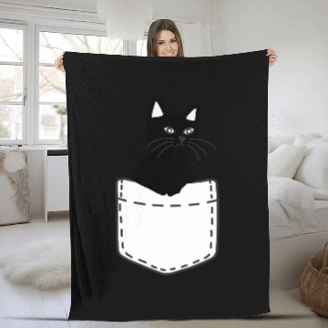 Discover Black Cat In A Pocket Fleece Blankets