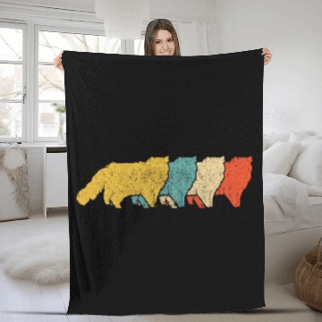 Discover Vintage Retro Pop Art Persian Cat Pet Gift Fleece Blankets