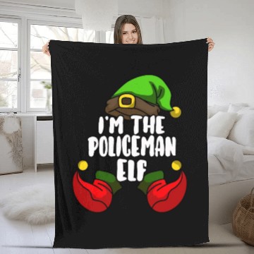 Discover Policeman Elf Matching Family Group Christmas Gift Fleece Blankets