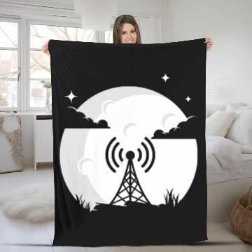 Discover Radio Moon HAM Radio Gift Radio Operator Fleece Blankets
