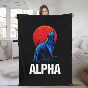 Discover Alpha Wolf Fleece Blankets