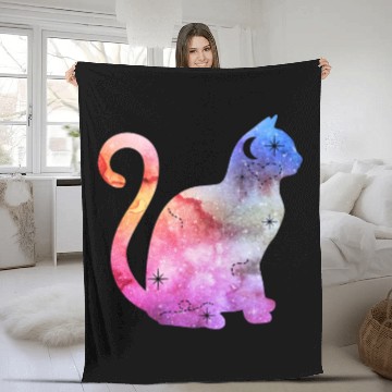Discover Galaxy Cat Fleece Blankets