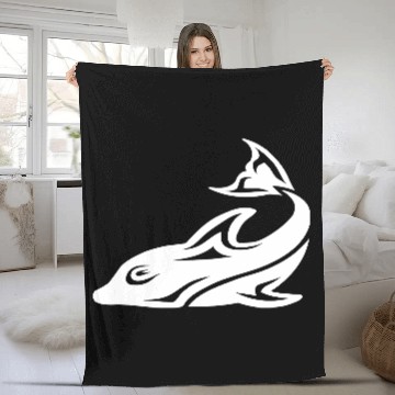 Discover Cool Tattoo Tribal Dolphin Design Vector Fleece Blankets